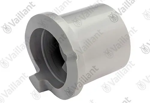 Vaillant Hülse aus grauem Kunststoff, zylindrisch geformt mit Innenausschnitt. Geeignet für Rohrverbindungen und -anschlüsse.